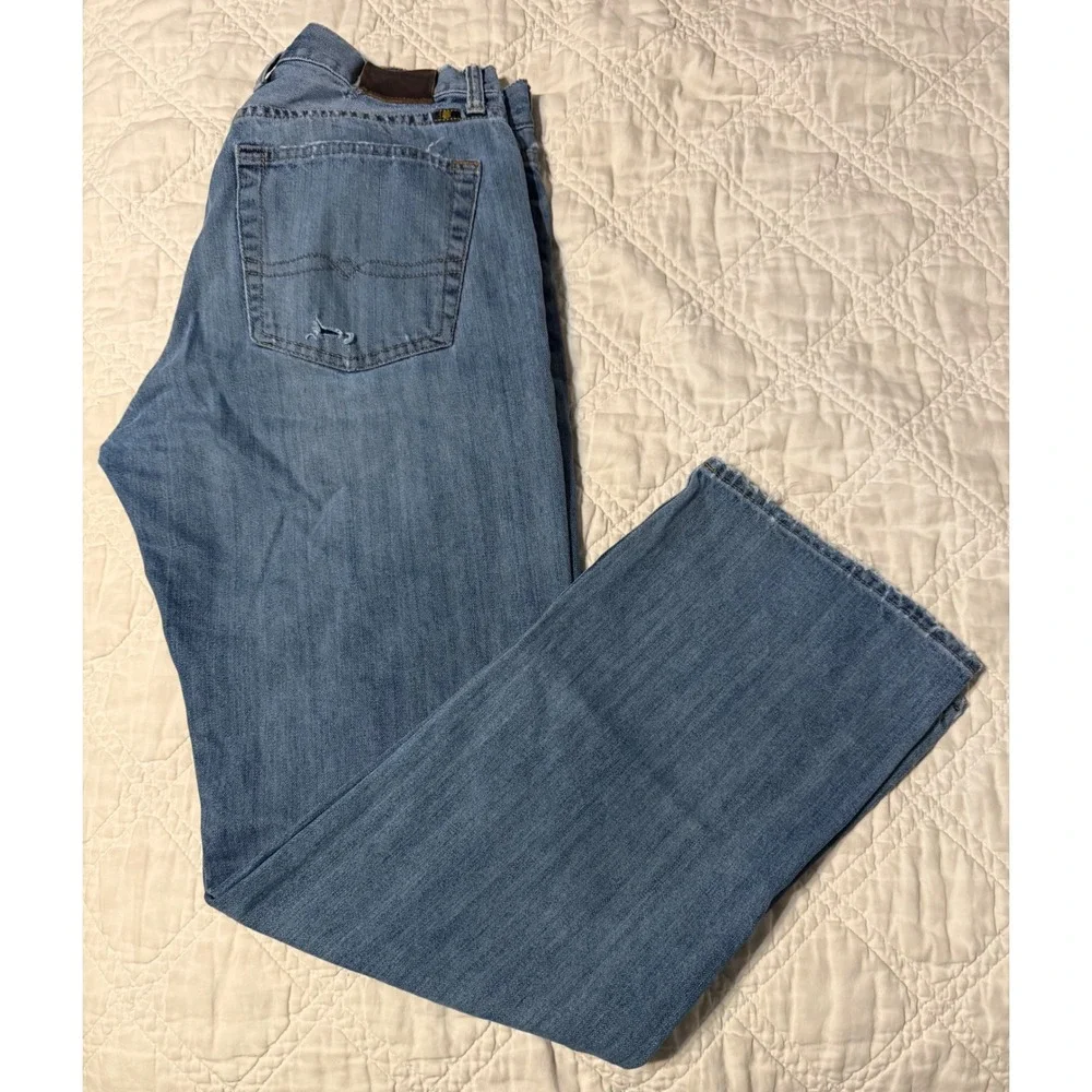 Lucky Brand 181 Relaxed Straight Mens Blue Distressed Denim Jeans 33x34